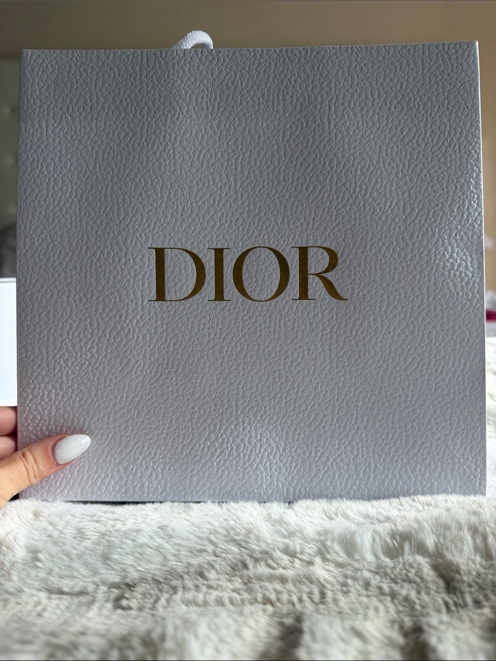 Dior White Tote with Gold Logo Accent